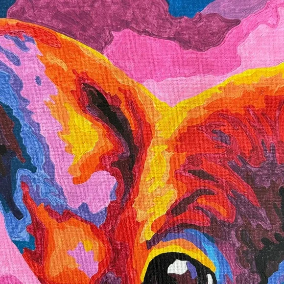 Colorful Frenchie Pet Dog Painting 16”x 20” Unframed - Picture 5 of 7